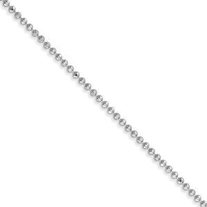 1.2mm, 14k White Gold, Diamond Cut Bead Chain Necklace, 14in